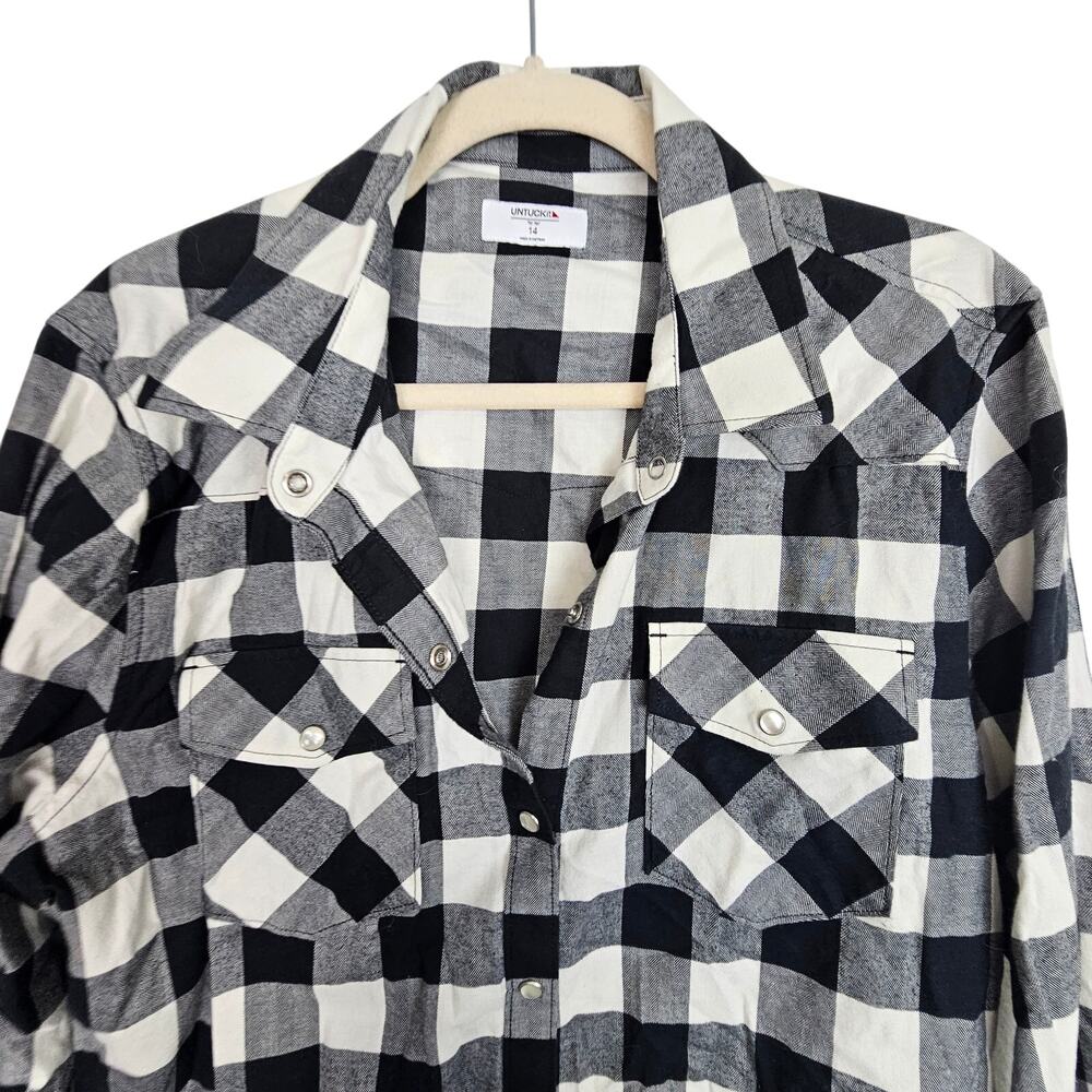 UNTUCKit Womens Holden Buffalo Check Flannel Western Shirt Sz 14 Cowgirl Country - Picture 2 of 9
